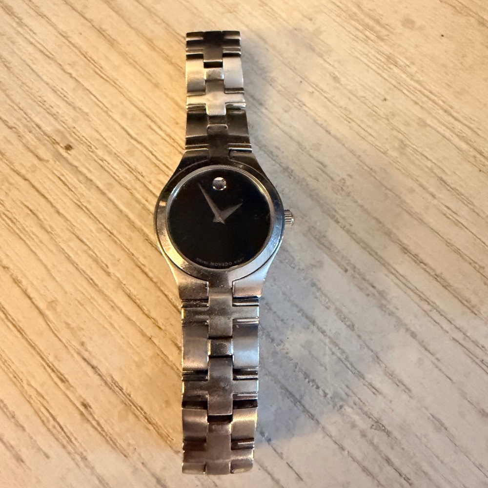 Movado Silver and Black Watch